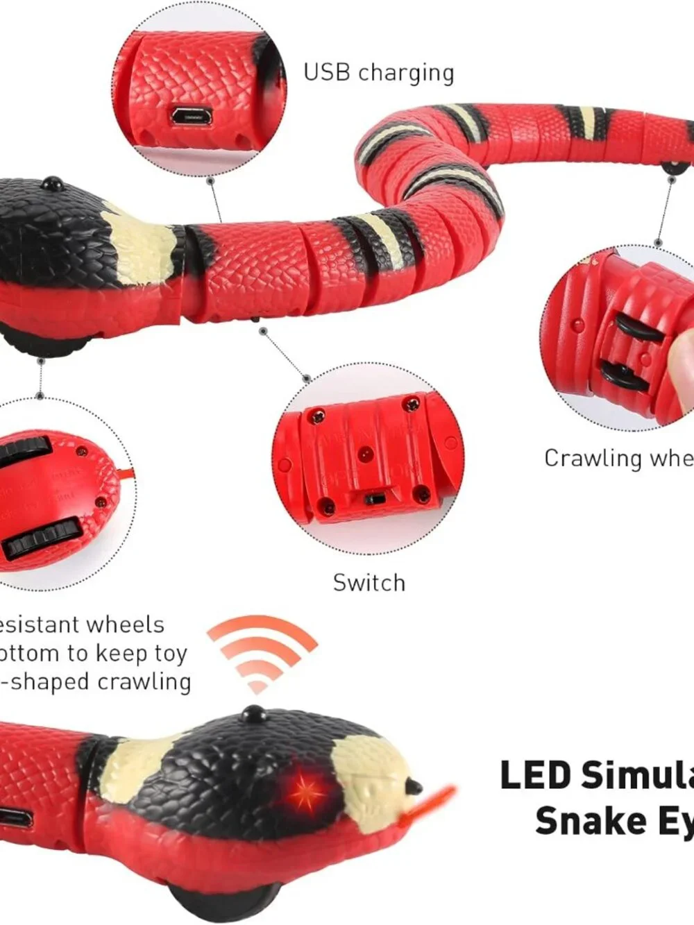 USB Rechargeable,Automatically Sense Obstacles and Escape,Electric Tricky Snake - Picture 6 of 10